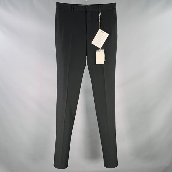 GIVENCHY Size 32 Black Wool Tapered Zip Fly Dress Pants - Picture 1 of 6